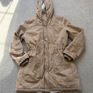Old Navy Women’s Medium Tan Sherpa Lined Hooded Parka Jacket Winter Coat